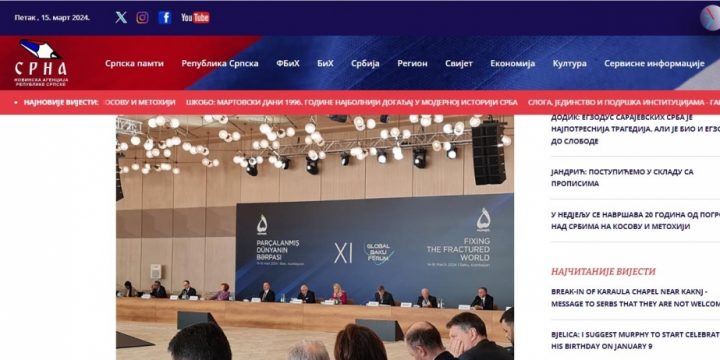Serbiya ilə Bosniya və Herseqovina mediası XI Qlobal Bakı Forumuna geniş yer ayırıb