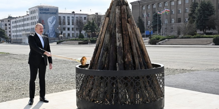 President Ilham Aliyev lit Novruz bonfire in the city of Khankendi and congratulated the people of Azerbaijan on the occasion of the holiday
