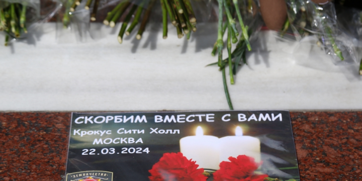 Azerbaijani citizens commemorate victims of Moscow terror attack outside Russian Embassy in Baku