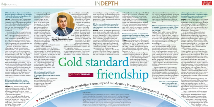 Global Times newspaper hails Azerbaijan-China relations as “Gold standard friendship”