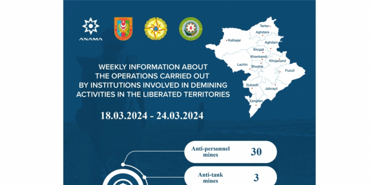 ANAMA: 462.1 hectares of territory cleared of mines and UXOs over past week