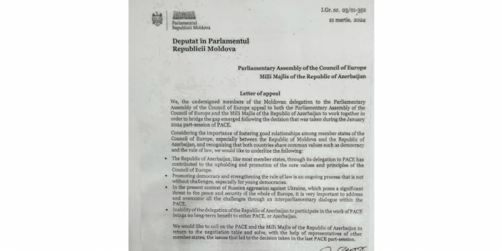 Moldovan delegation addresses appeal to PACE regarding Azerbaijan