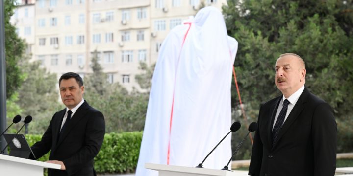 President Ilham Aliyev and President Sadyr Zhaparov attended unveiling ceremony of monument to Chingiz Aitmatov in Baku