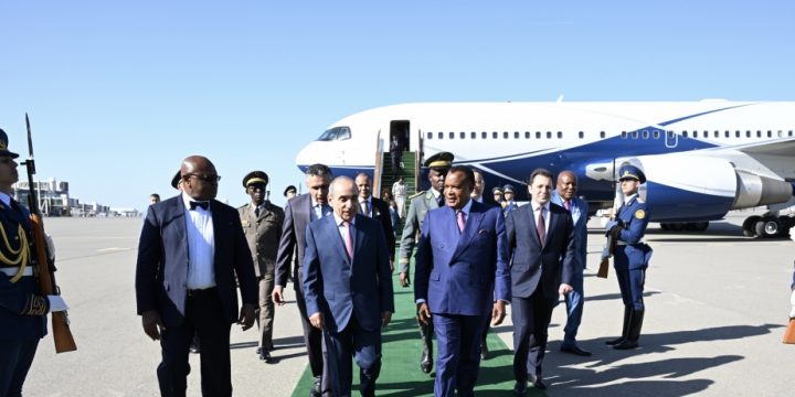 Congolese President Denis Sassou Nguesso arrives in Azerbaijan for official visit