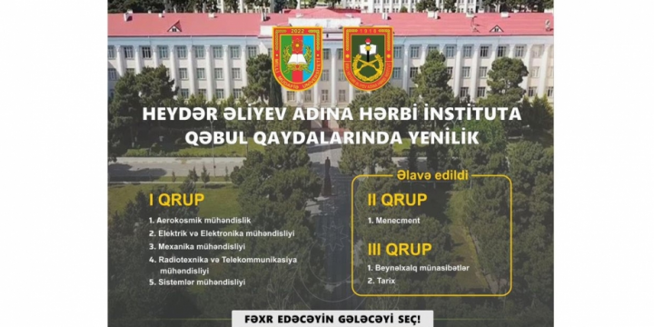 Heydər Əliyev adına Hərbi İnstituta 2024-2025-ci tədris ili üçün sənəd qəbulu həyata keçirilir