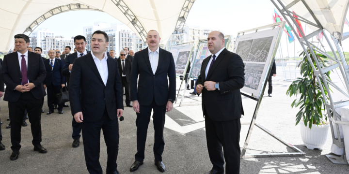 Azərbaycan və Qırğızıstan prezidentləri Füzuli şəhərinin dağıdılmış yerlərinə baxıb, şəhərin Baş planı ilə tanış olublar