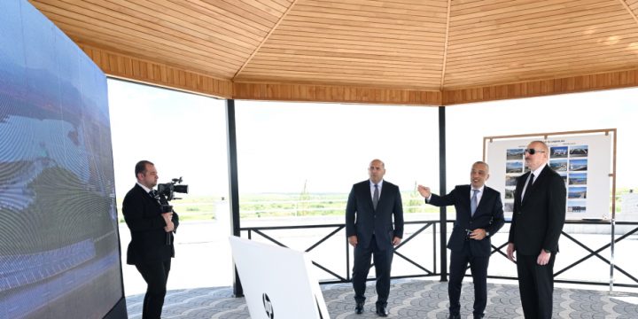 Prezident İlham Əliyev Füzuli rayonunda Köndələnçay su anbarları kompleksinin təmir-bərpadan sonra açılışında iştirak edib