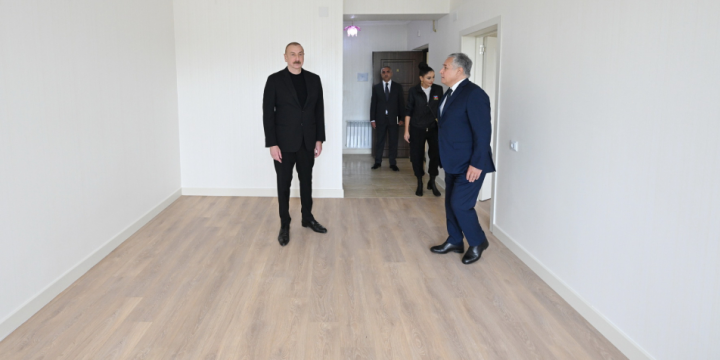 President Ilham Aliyev and First Lady Mehriban Aliyeva viewed conditions of 15 multi-apartment buildings in Khojaly city following repair and reconstruction