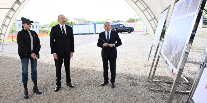 President Ilham Aliyev and First Lady Mehriban Aliyeva participated in groundbreaking ceremony for third residential complex in Shusha