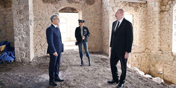 President Ilham Aliyev inspected restoration works at Chol Gala Mosque in Shusha