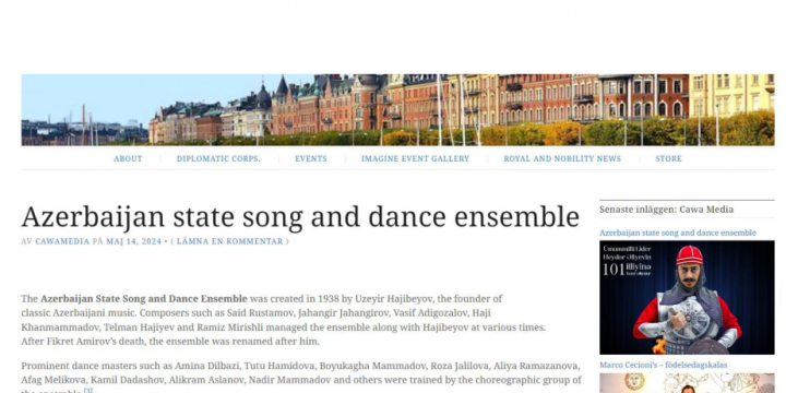 Azerbaijan State Song and Dance Ensemble in spotlight of Swedish Cawa Media agency