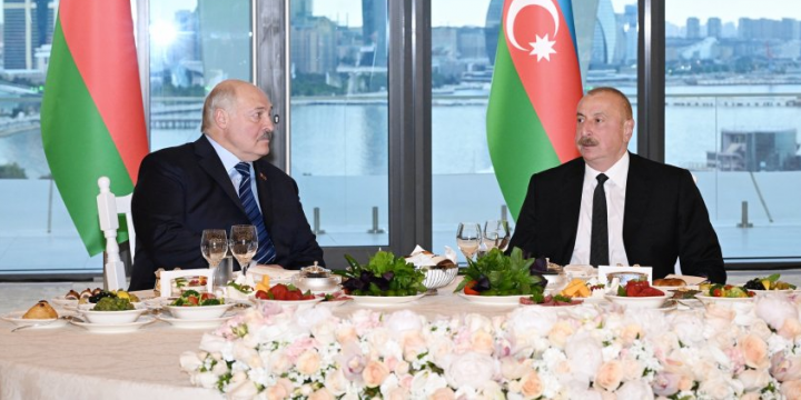 State reception on behalf of President Ilham Aliyev was hosted in honor of President of Belarus Aleksandr Lukashenko at Gulustan Palace
