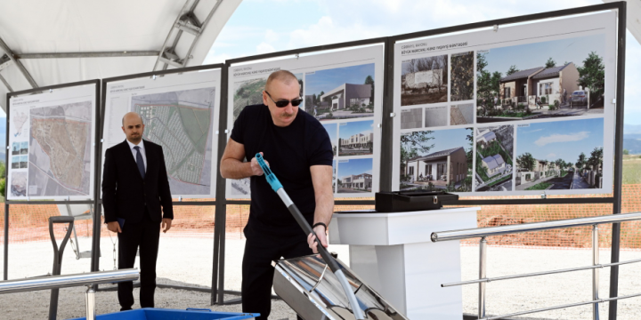 President Ilham Aliyev laid foundation stone for Boyuk Marjanli village in Jabrayil district