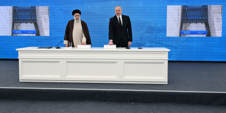 Ceremony to commission “Khudafarin” hydroelectric complex and inaugurate “Giz Galasi” hydroelectric complex got underway with participation of Azerbaijani and Iranian Presidents