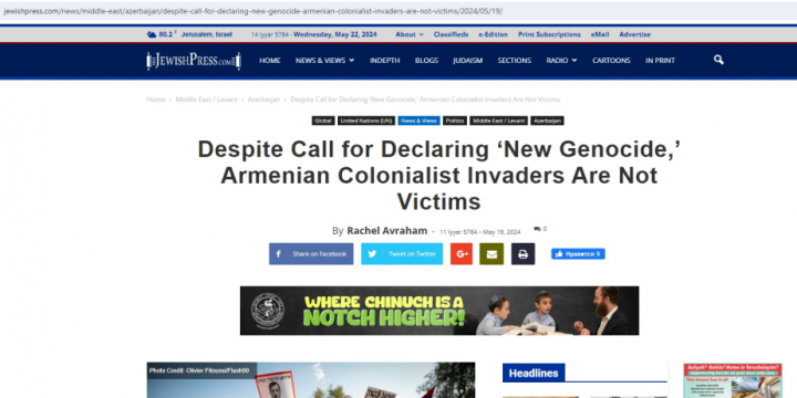 Jurnalist Reyçel Avraham: Erməniləri Qarabağdan heç kim silah gücü ilə çıxarmayıb