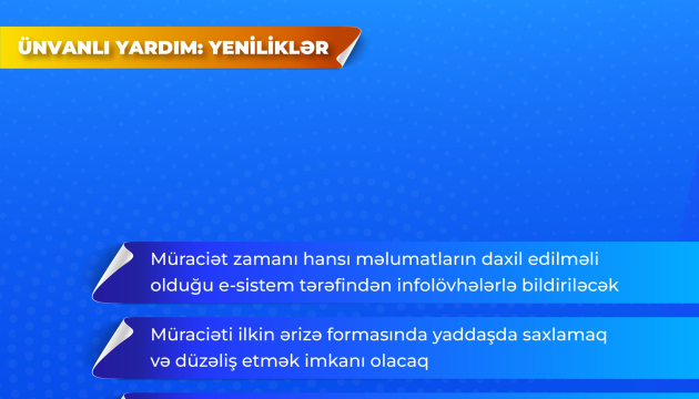 Ünvanlı yardım üçün müraciət proseduru daha da təkmilləşdirilib