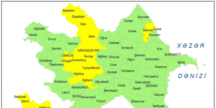 Küləklə bağlı sarı xəbərdarlıq edilib