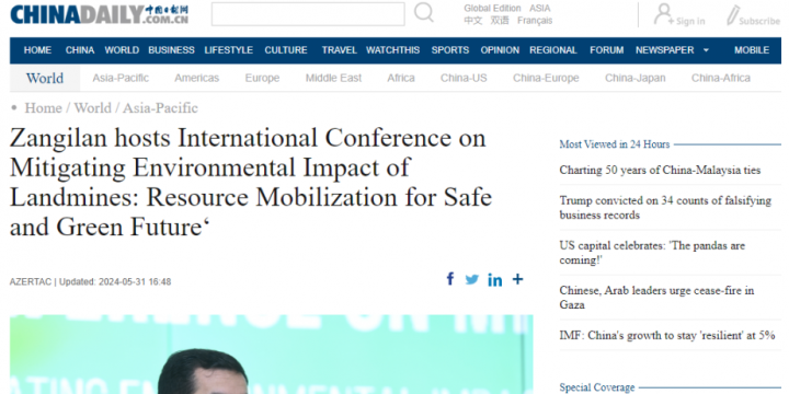 China Daily highlights Zangilan-hosted international conference on mine action