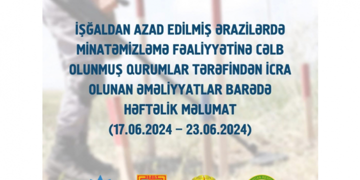 ANAMA: 946 hectares of territory cleared of mines and UXOs over past week