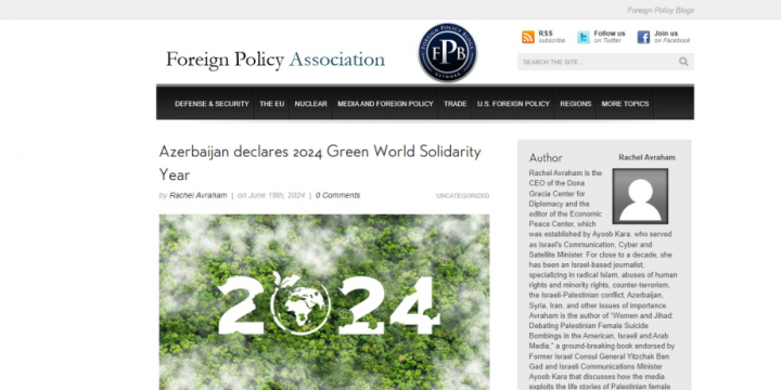Azerbaijan’s Green World Solidarity Year in spotlight of US media