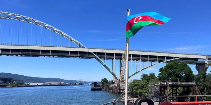 First vessel under flag of independent Azerbaijan moored in American port
