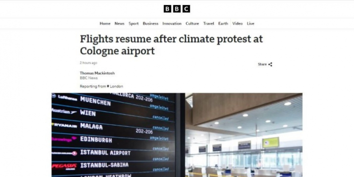 Climate activists glue themselves to a taxiway at Cologne-Bonn Airport, flights suspended