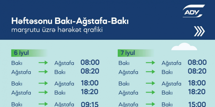 Bakıdan Ağstafaya əlavə qatar reysləri təyin edilib