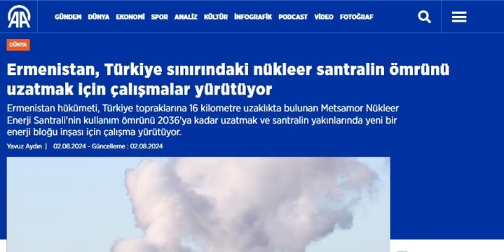 Media: Metsamor AES Türkiyə üçün nüvə təhlükəsidir