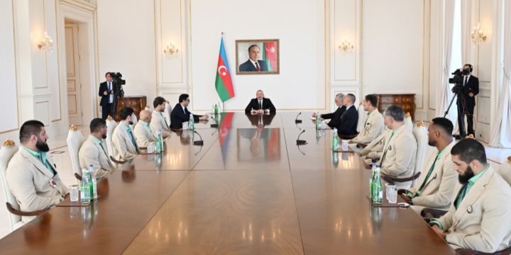 President Ilham Aliyev received Azerbaijani athletes who won medals at Paris Summer Olympic Games and their coaches