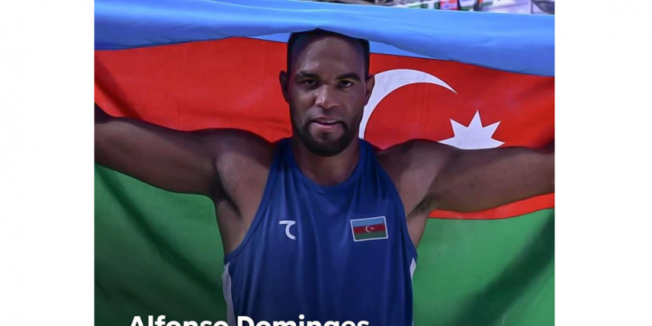 First Vice-President Mehriban Aliyeva congratulates Alfonso Dominguez on Olympic silver