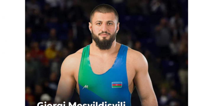 First Vice-President Mehriban Aliyeva congratulates Giorgi Meshvildishvili on Olympic bronze