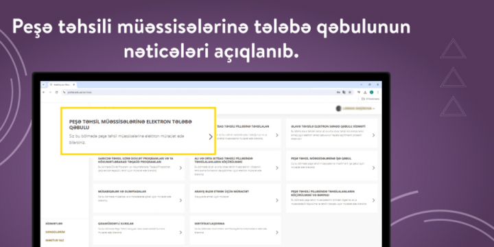 Peşə təhsili müəssisələrinə tələbə qəbulunun nəticələri açıqlanıb