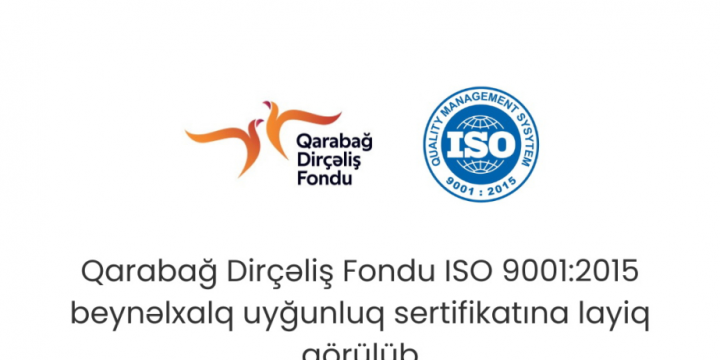 Karabakh Revival Fund receives international ISO 9001:2015 certification