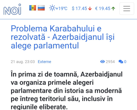 Moldova portalında Azərbaycanda keçiriləcək parlament seçkiləri ilə bağlı məqalə dərc olunub