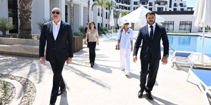 President Ilham Aliyev and First Lady Mehriban Aliyeva attended inauguration of LANDAU School and “The Grand” apart hotel at Sea Breeze Resort