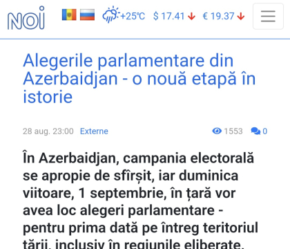 Moldova portalı: Azərbaycanda parlament seçkiləri tarixin yeni mərhələsidir