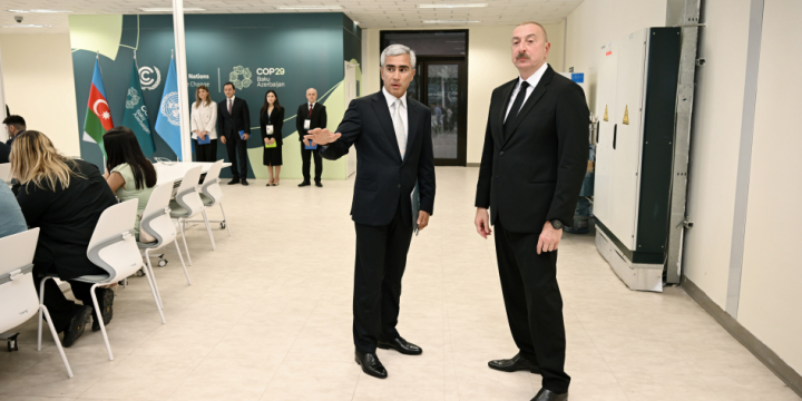 President Ilham Aliyev reviews COP29 venue preparations at Baku Olympic Stadium