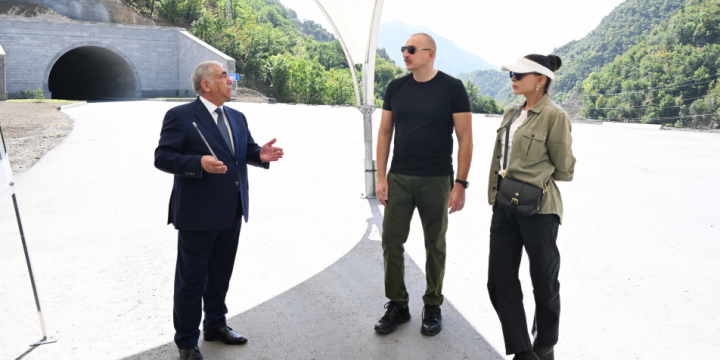 President Ilham Aliyev visits construction site of the 4th tunnel and a 15.2-kilometer section of the Toghanaly-Kalbajar-Istisu highway