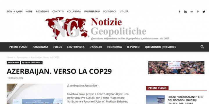 Italian newspaper highlights Pre-COP29 conference