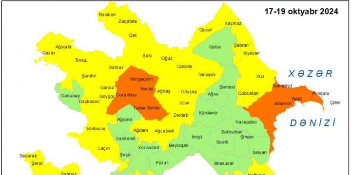 Küləkli hava şəraiti ilə bağlı sarı və narıncı xəbərdarlıq edilib