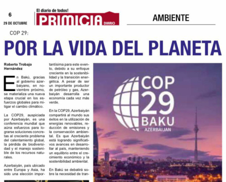 Kolumbiya mətbuatında Azərbaycanın COP29-a ev sahibliyindən bəhs edilib