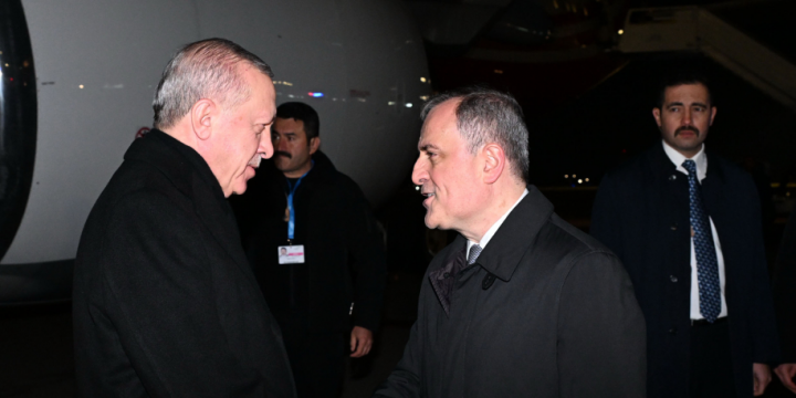 Turkish President Recep Tayyip Erdogan arrives in Azerbaijan