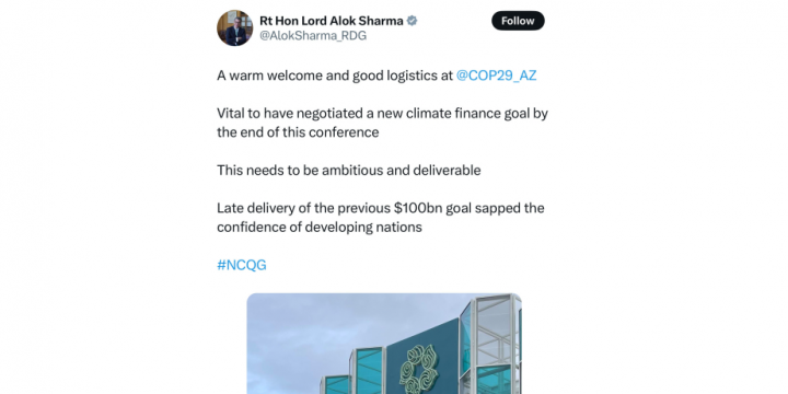 COP26 President commends Baku logistics