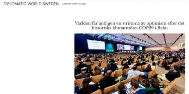 “Diplomatic World Sweden” saytında COP29 haqqında məqalə dərc olunub