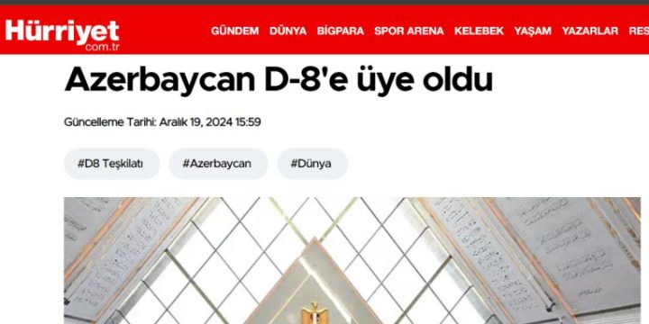 Recep Tayyip Erdogan: With Azerbaijan joining D-8, we are stronger than yesterday