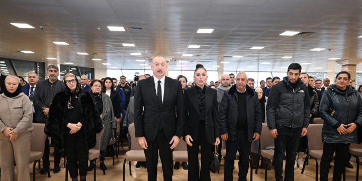 President Ilham Aliyev attended farewell ceremony for crew members who perished in plane crash 