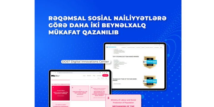 Rəqəmsal sosial nailiyyətlərə görə ƏƏSMN daha iki beynəlxalq mükafat qazanıb