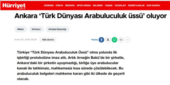 “Hürriyyet” qəzeti: Ankaradakı beynəlxalq qurultayda Azərbaycandan 86 mediator iştirak edib