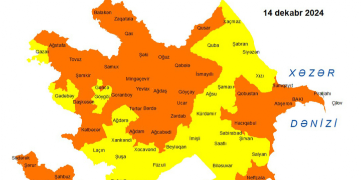 Küləkli hava şəraiti ilə bağlı sarı və narıncı xəbərdarlıq verilib