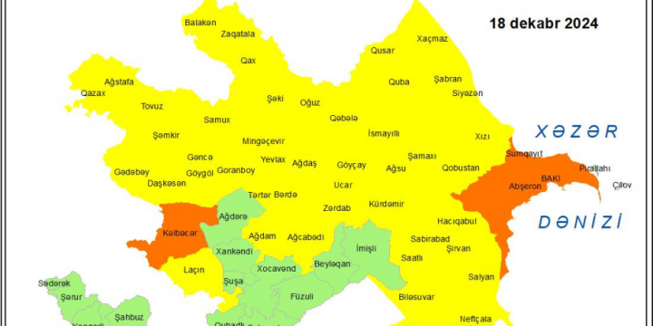 Küləkli hava şəraiti ilə bağlı sarı və narıncı xəbərdarlıq verilib